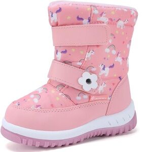 Pink Kids Boots with Unicorn Design